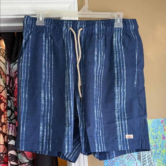 Faherty Navy and Light Blue Striped Board Shorts